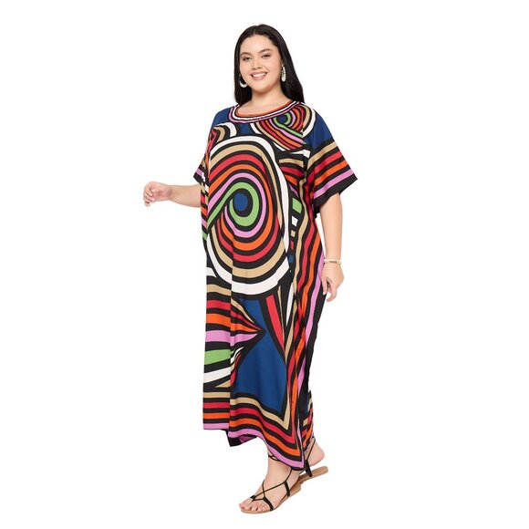 Gypsie Blu Women Caftan Dress Plus Size Polyester Mumu Maxi Cover Up Dresses - Picture 3 of 6